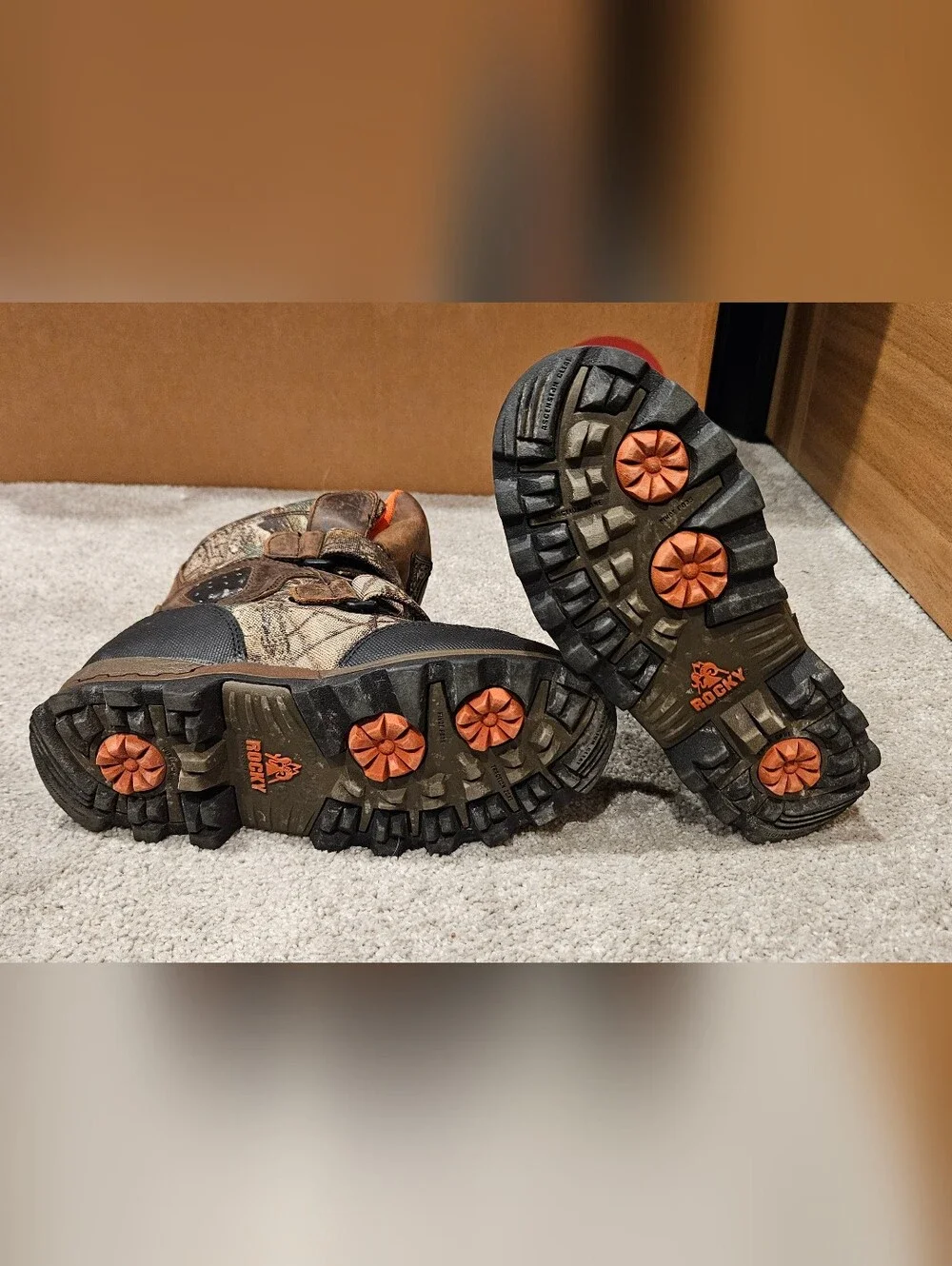 Rocky Kids Camo Waterproof Boots with Orange Lining